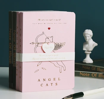 

"Angel Cats" Hard Cover Beautiful Cute Sketchbook Drawing Notebook Blank Papers Notepad Journal Office Supply Stationery Gift