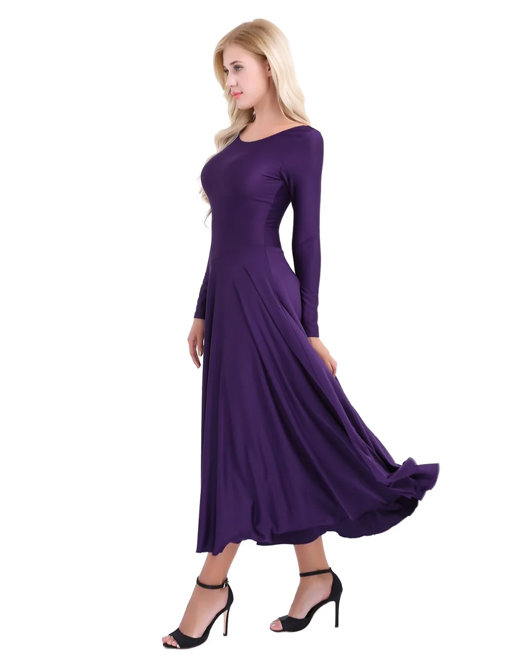 Женское профессиональное балетное сценическое платье с длинным рукавом, свободный крой, литургическая юбка для танцев, лирический современный костюм