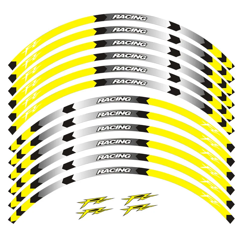 Высокое качество 12 шт. подходит мотоцикл наклейка для колес в полоску светоотражающий обод для Yamaha FZ1 FZ6 FZ-07 FZ8 FZ-09 FZ-10 FZS1000 - Цвет: 7