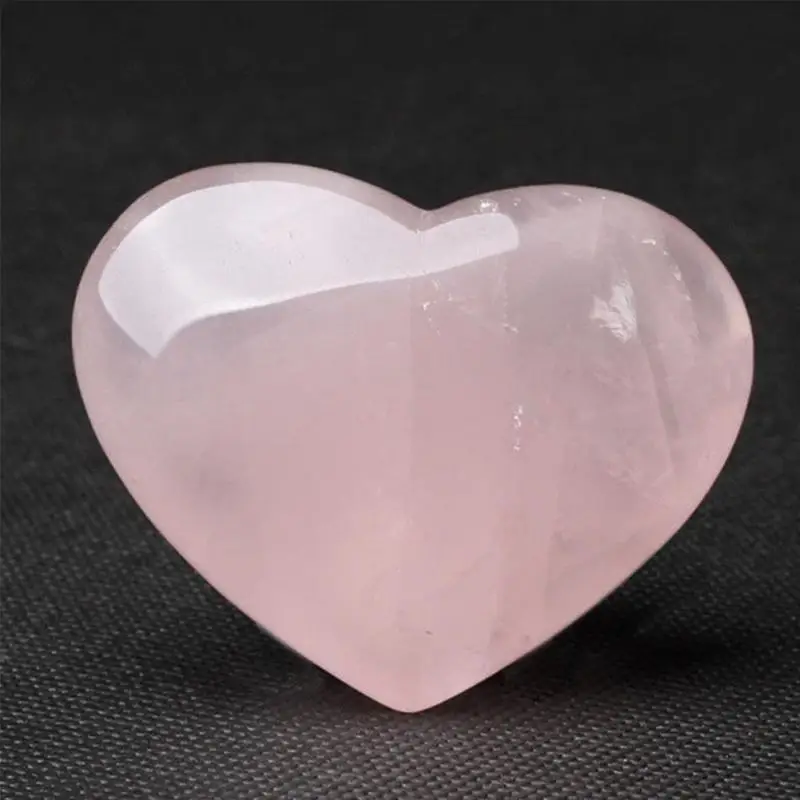 

1Pc Natural Heart Shaped Quartz Rose Gemstones Agate Crystal Carved Crafts Love Healing Palm Gemstones Home Decor Stone #20
