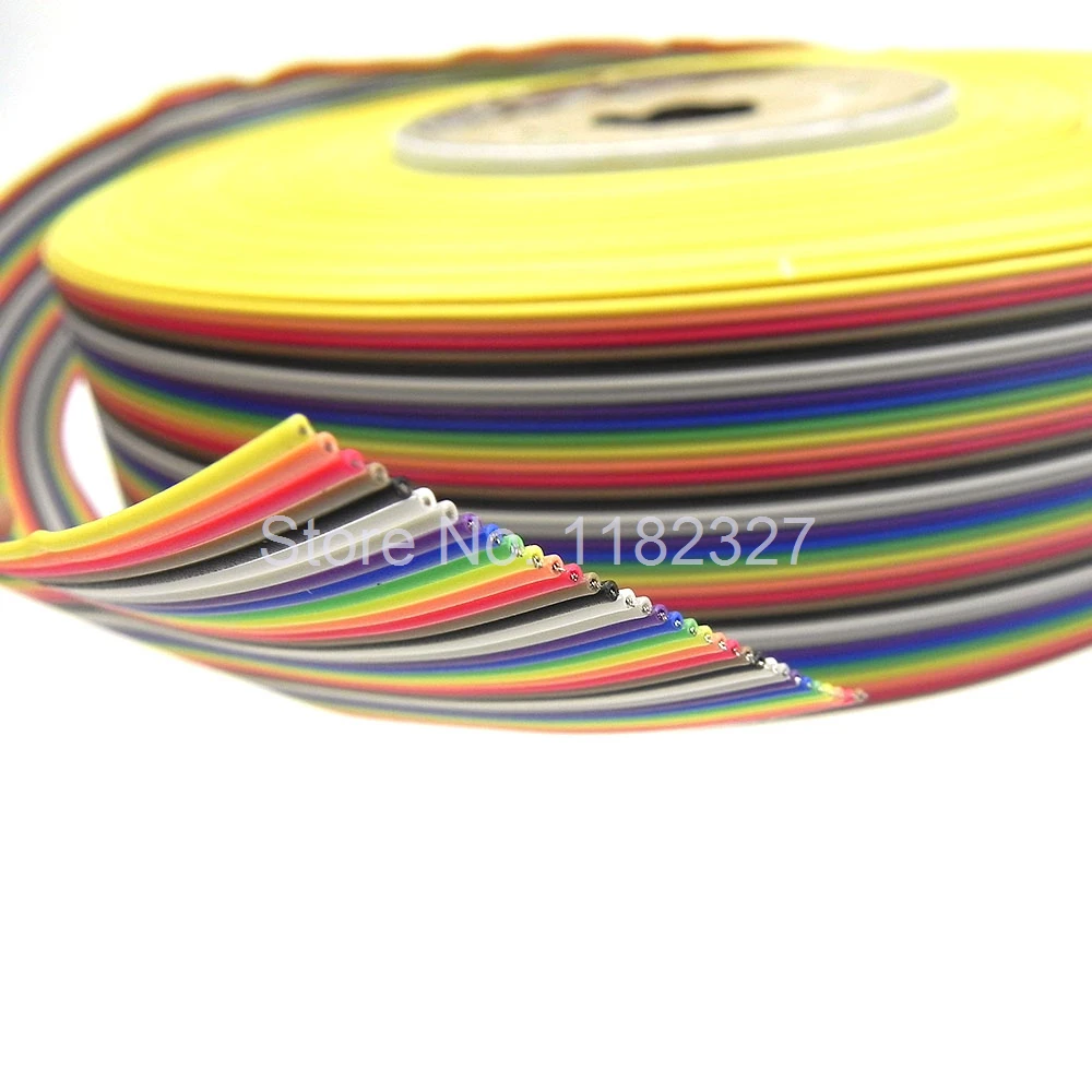 Flat ribbon cable 34 WAY Flat Color Rainbow Ribbon Cable wire Rainbow Cable 34P ribbon cable 1.27MM pitch 5