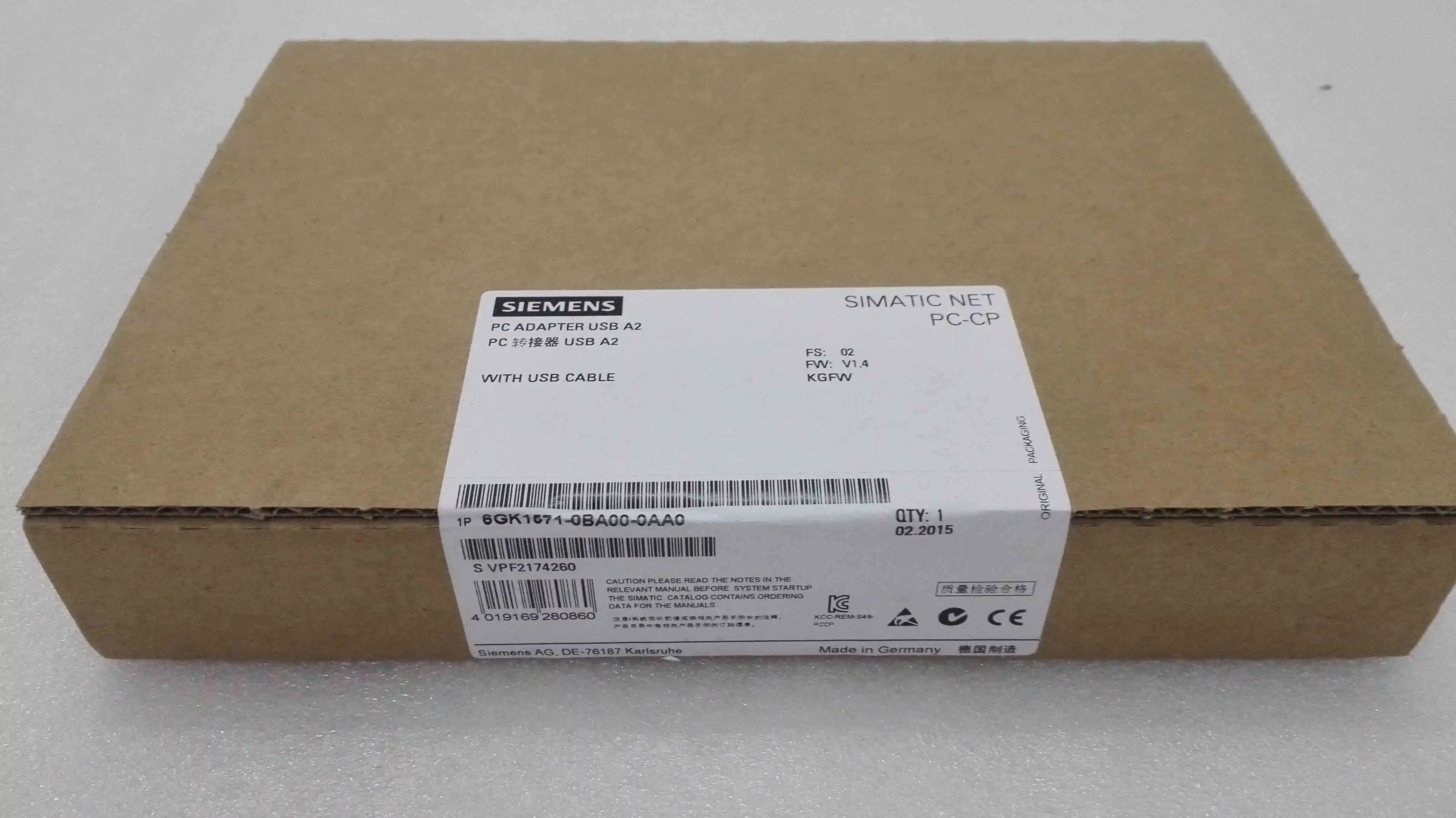 6GK1571-0BA00-0AA0 Оригинальный ПК адаптер USB A2 кабель Новый или б/у заменить 6ES7972-0CB20-0XA0 |