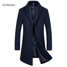 2017 new arrival style men boutique fashion casual woolen overcoat men’s single button solid slim trench jacket large size M-3XL