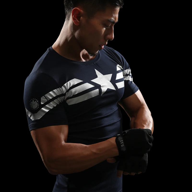 

Men's t shirt Compression Shirts Men 3d Print Captain America Short Sleeve Cosplay Fitness Superman T-shirts Male Tees tops