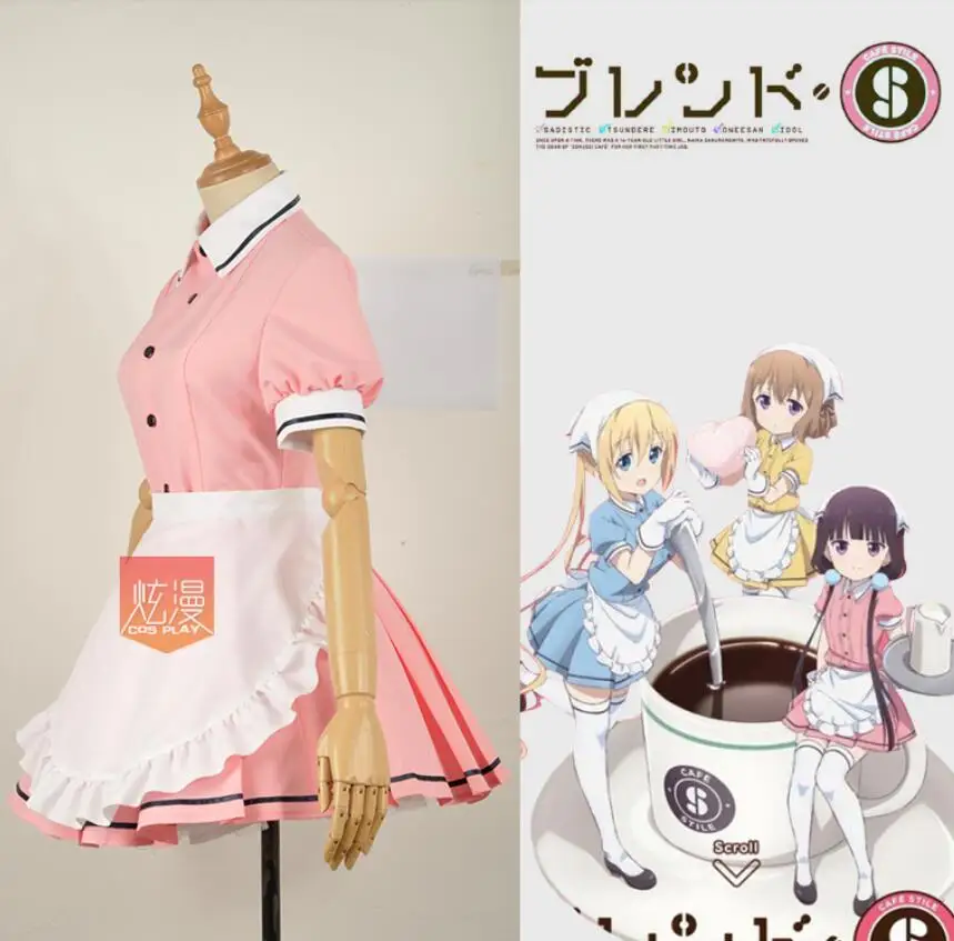 Аниме Blend S Sakuranomiya маика Косплэй костюм японский розовый Кофе горничной весь