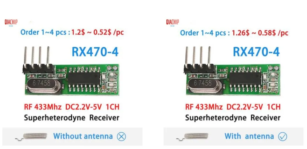 QIACHIP RF 433 МГц Супергетеродинный приемник беспроводное реле DC 1CH ASK/OOK модуль к MCU/ARM Arduino UNO 433,92 МГц пульт дистанционного управления