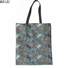 Повседневная сумка на плечо женские сумки лошадь цветочный узор холщовые сумки для девочек книга хозяйственная сумка мягкая пляжная сумка