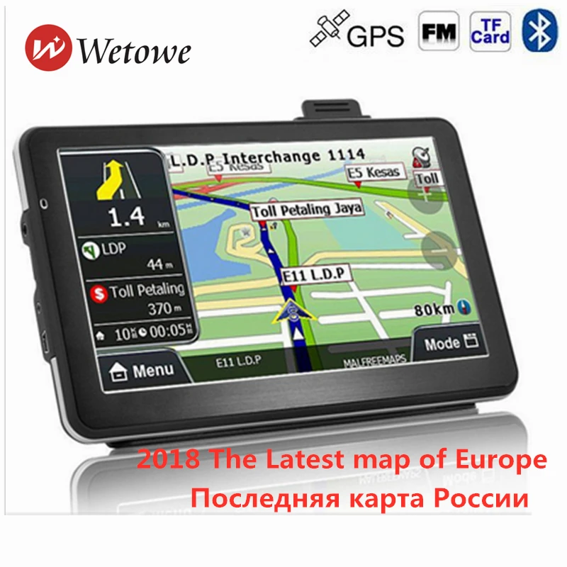 

Wetowe G7 7 inch Car GPS Navigation FM Bluetooth AVIN Reversing Camera Russia US AU 2018 EU Free Map Truck gps navigators