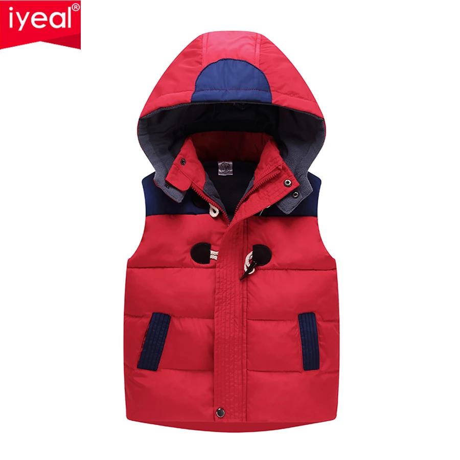 IYEAL 2018 Winter Kids Vest Boys Outerwear Spring Warm Hooded Vests