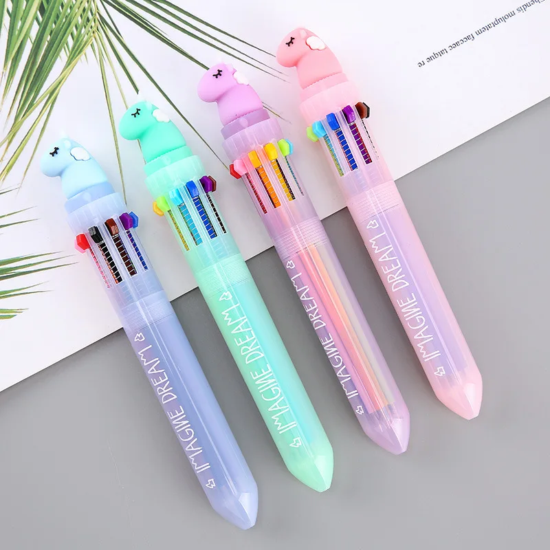 

10 Colors/pen Multi-Color Ball Point Pen, Cute Unicorn DIY Supplies, Kawaii Stationary for School Student