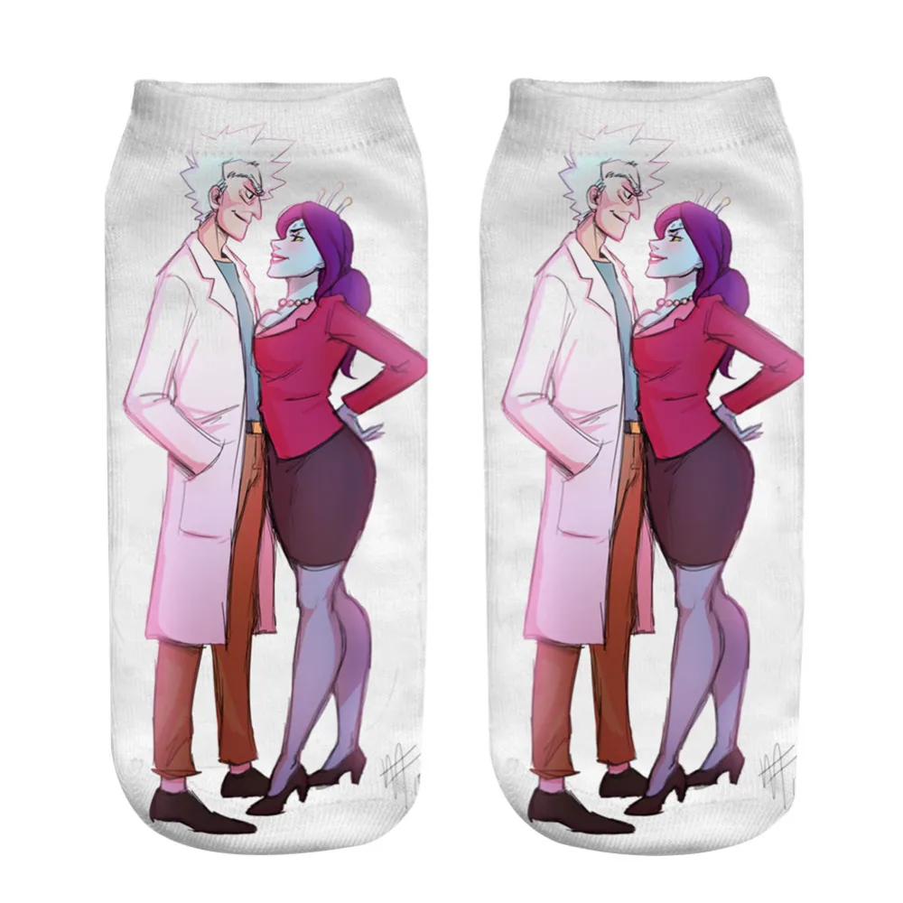 Sweet Couple Printing Funny Sock for Girl Casual Cartoon Design Happy