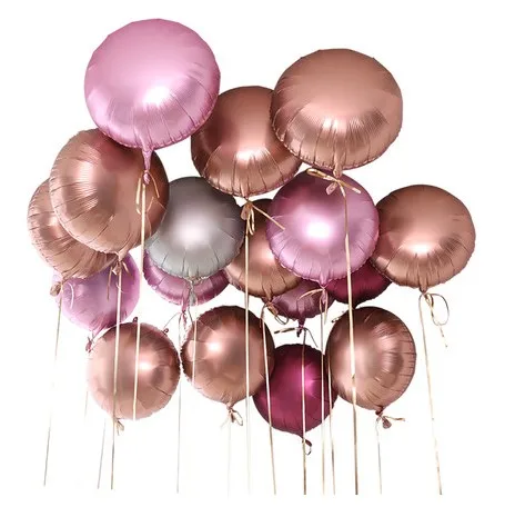 

10 шт./лот 18-дюймовые розовые золотые серебряные круглые металлические фольгированные воздушные шары, украшение на свадьбу, день рождения, Baby Shower, металлические шары