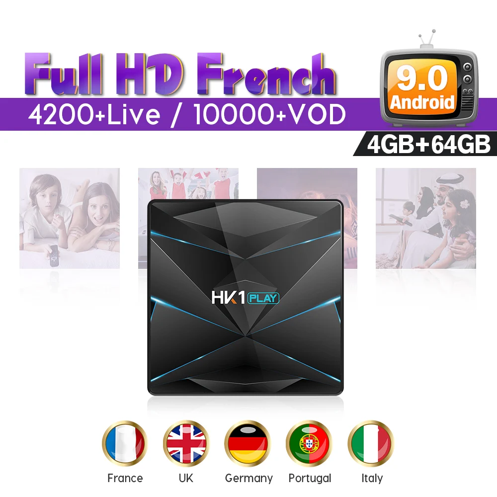 

Canada IPTV France Android 9.0 HK1PLAY set top box IPTV Subscription SUBTV Code 4G 64G 4K Live sport IPTV Italy Arabic IP TV