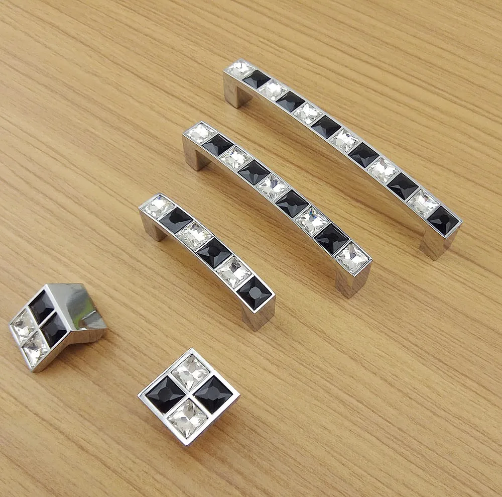 New Super Shiny Crystal Glass Series Handle 3d Diamond Furniture Door