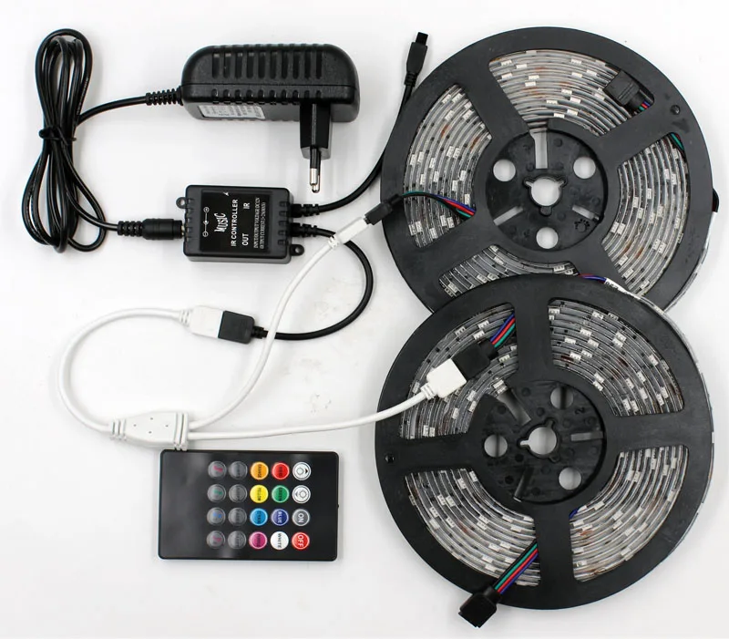 Sincronização de Música Luz de Tira Rgb Led Smd 5050 m 10 5 m 60led e m Flexível à Prova d' Água Fita Fita Diodo Controlador dc 12 v Conjunto Adaptador Lâmpada 5 m 10 m 60led m impermeável fita