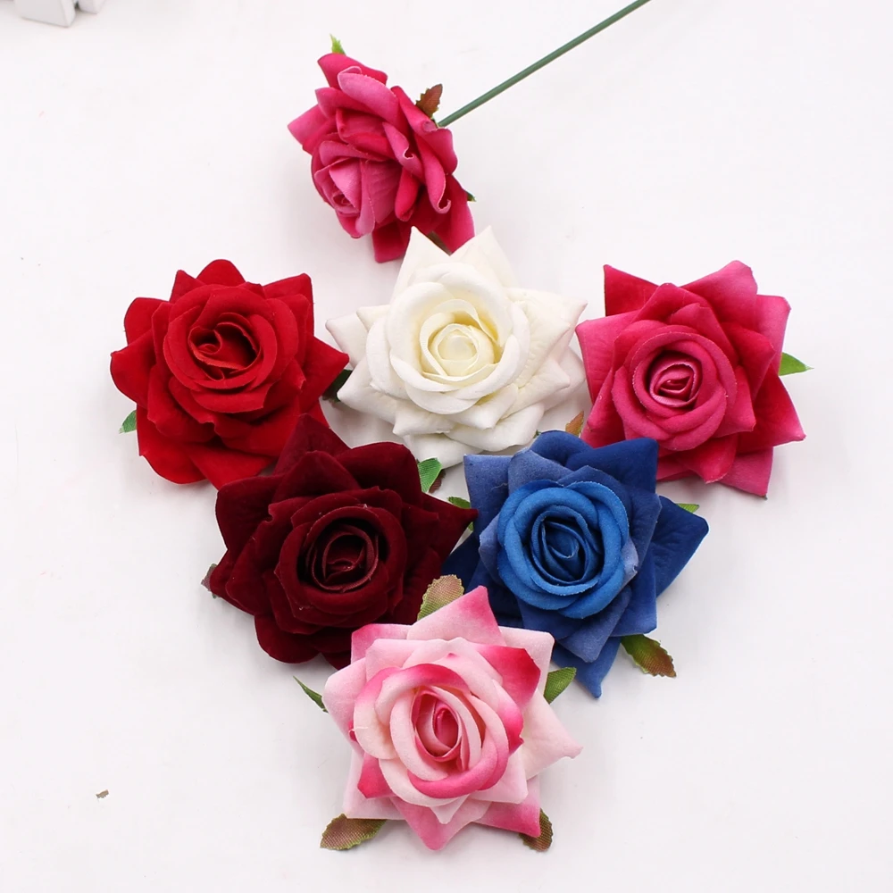 

5pcs 6cm high quality artificial flower silk rose flower head wedding decoration diy wreath clip art fake flower decoration