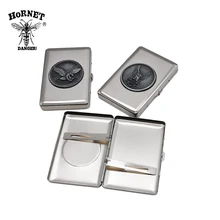 HORNET DANGER Portable Metal Cigarette Case Regular Size Tobacco Organizer Boxes With 2 Clips Sundries Storage Container