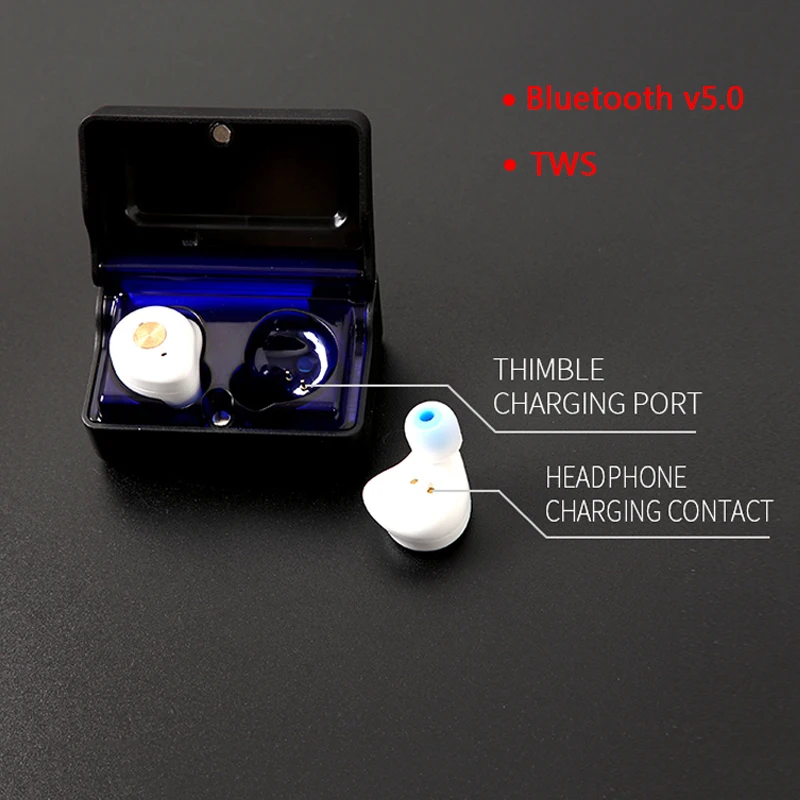 CTZ-01 TWS Bluetooth Headphone Headset Wireless Earbuds Stereo Bass Earphone with Charging bin for iPhone Android pk i9s i7 i8 |