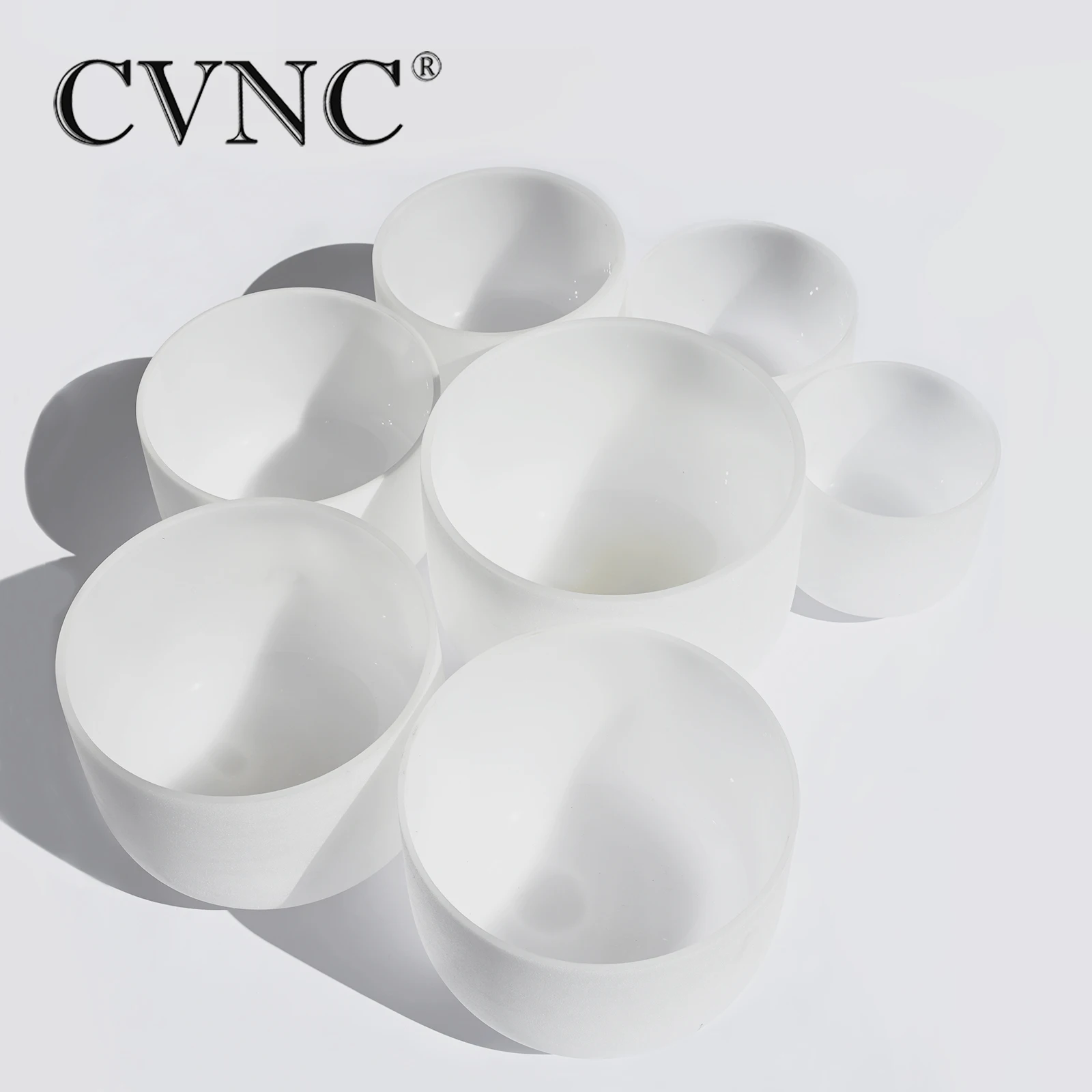 

Chakra Tuned set of 7 Frosted Quartz Crystal Singing Bowls 10" -14"