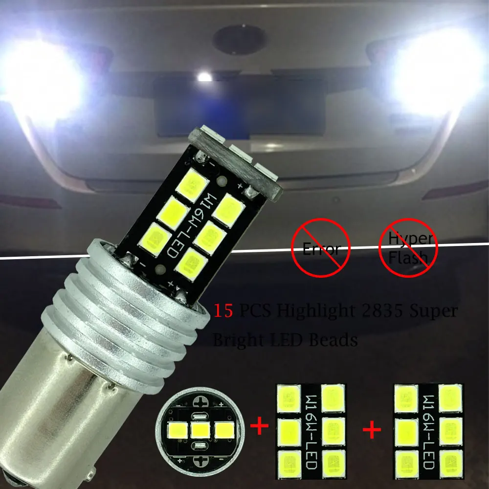 Светодиодная лампа P21W Canbus 1156 BA15S 2 шт. без ошибок 15SMD автомобильная светодиодная