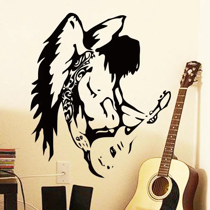 Art cheap home design vinyl decoration cool angel wall