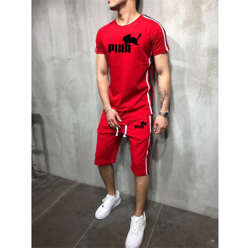 2019 hot Set Male Brand New Men T Shirt Sets Summer Hot Sale Cotton Comfortable Short Sleeve Tshirt Homme Casual set