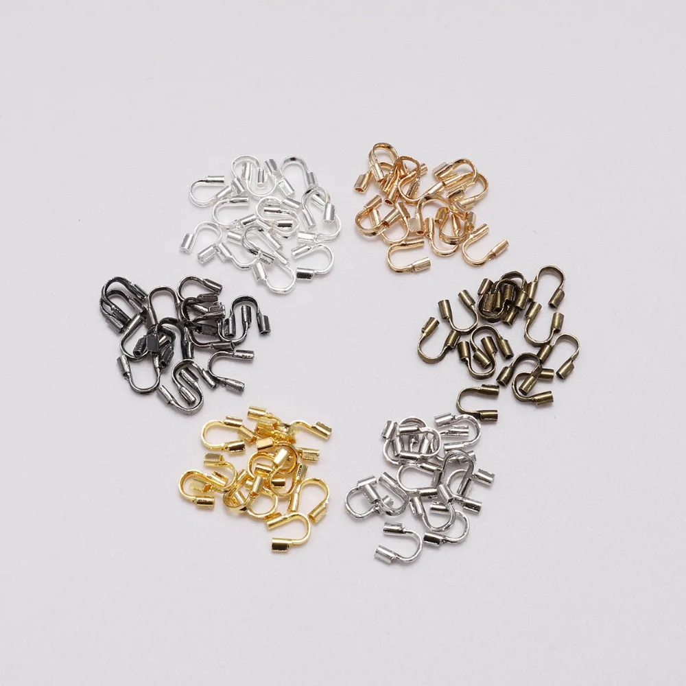 Protetor de fio de 100 pçs/lote x 4mm, protetor de fio de segurança para cabos, achados de joias, forma em u acessórios diy|Componentes p/ joias| -