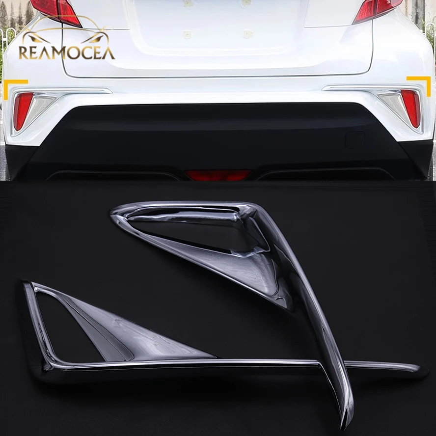 

Reamocea 2Pcs For Toyota C-HR CHR 2017 2018 Silver ABS Chrome Car Rear Fog Light Trim Tail Bumper FogLight Lamp Molding Garnish