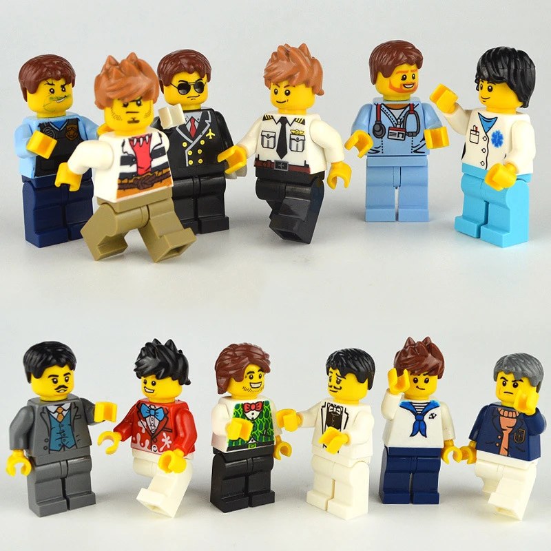 

12Pcs DIY Block Compatible LegoING Model Building Block City Worker Action Figures Toys Set Children Educational Toys Gift