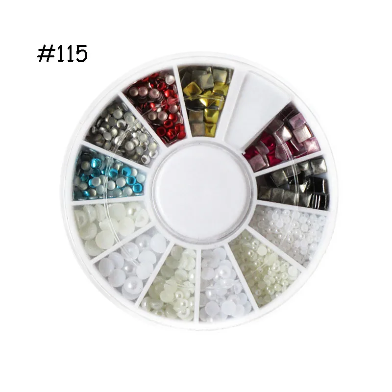 Стразы для дизайна ногтей, золотые, серебряные бусинки, камешки для дизайна ногтей, Блестящие Блестки, акриловые, металлические, алмазные, жемчужные, 3D аксессуары для ногтей - Цвет: No. 115