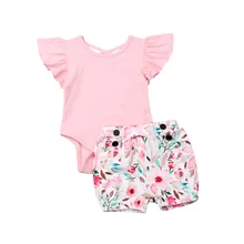 Одежда с цветочным рисунком для новорожденных девочек от 0 до 24 месяцев, комбинезон, боди, короткие штаны, комплект одежды
