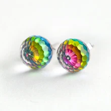 925 пробы серебряные серьги-гвоздики с австрийскими кристаллами для женщин, радужная серьга с камнем-талисманом, подарок, ювелирное изделие