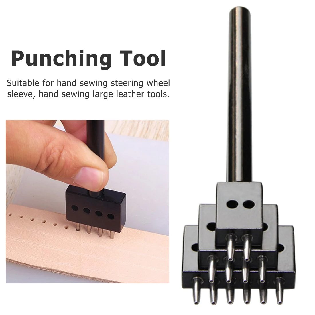 

3pcs/set Leather Punch Tool 5mm 2/4/6 Prong Leather Craft Tools DIY Row Circular Cut Hole Stitched Hole Spacing Hand Tool