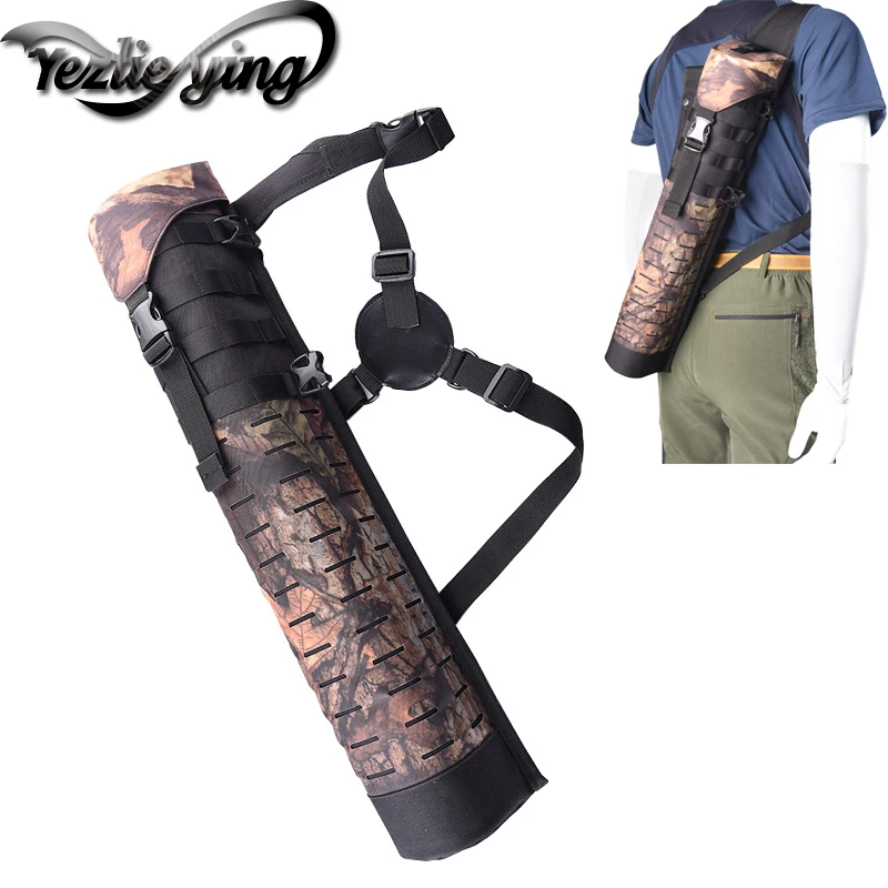 Crossbow Hunting 59CM Oxford Cloth Archery Shoulder/Waist Style Archery Arrow Bags Cylindrical Black/Camouflage Hunting Quiver