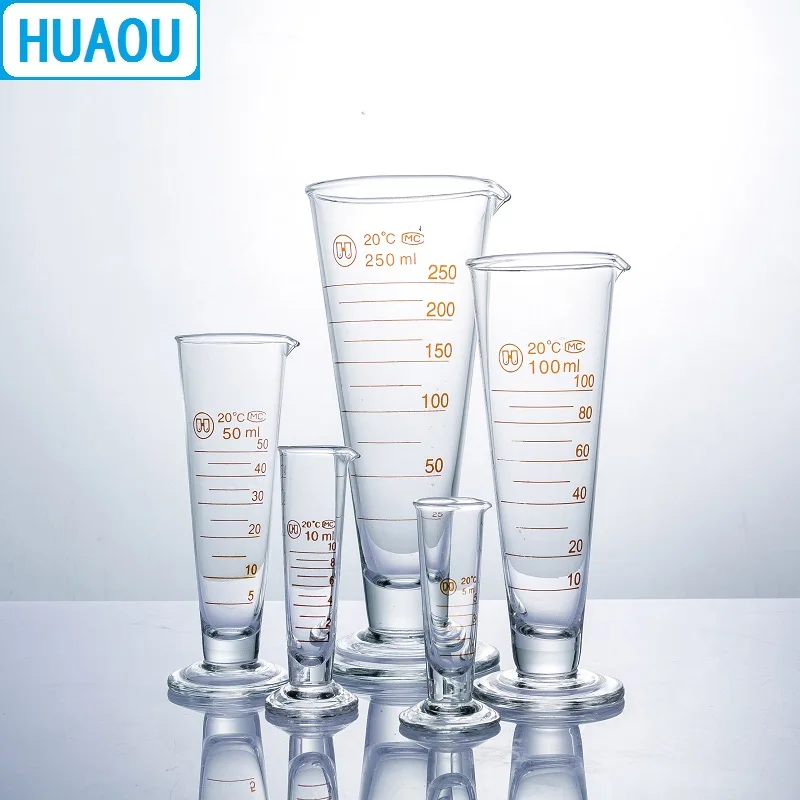 HUAOU 250mL Graduate Short Lines with Spout Measuring Cup Cylinder Laboratory Chemistry Equipment