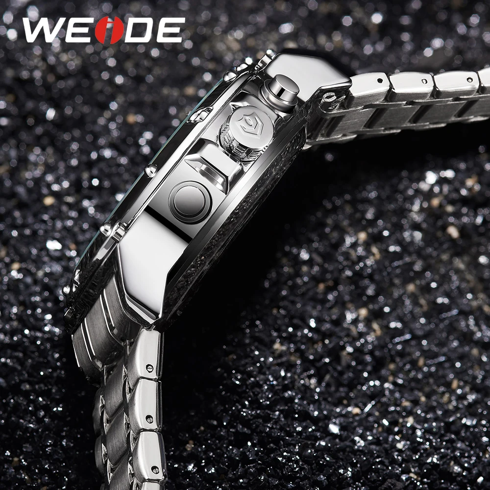 WEIDE Sports Luxury Brand Military Army Stylish Quartz Analog Digital Stainless Steel Strap Wrist Watches Hour Relogio Masculino
