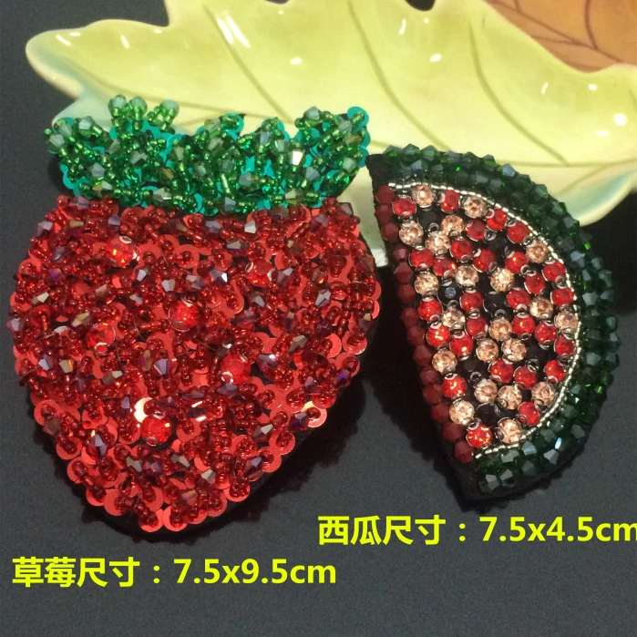 

strawberry&watermelon Beaded rhinestone crystal sequins patches applique for clothing sewing on parches para la rop