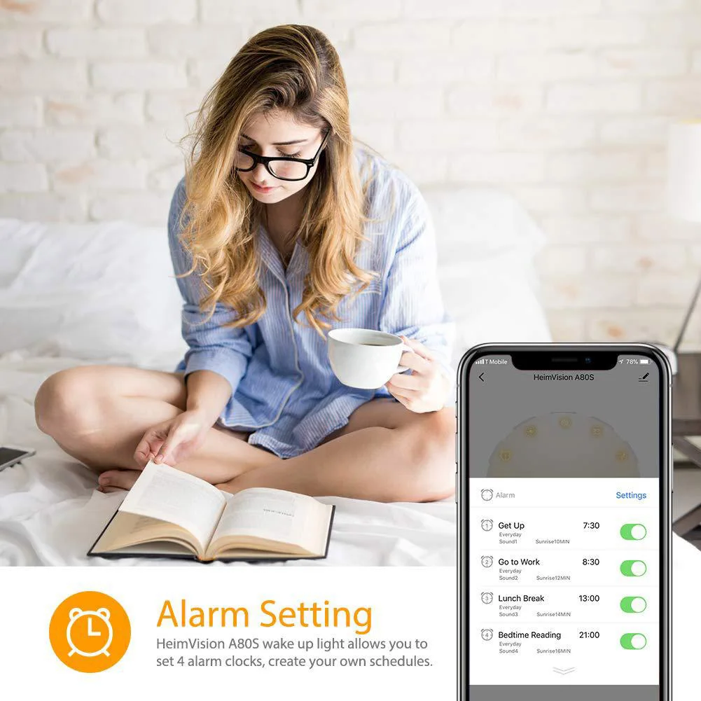 

WIFI Voice Sound Alarm Clock LED Sunrise Simulation with FM Radio Snooze Clock #3