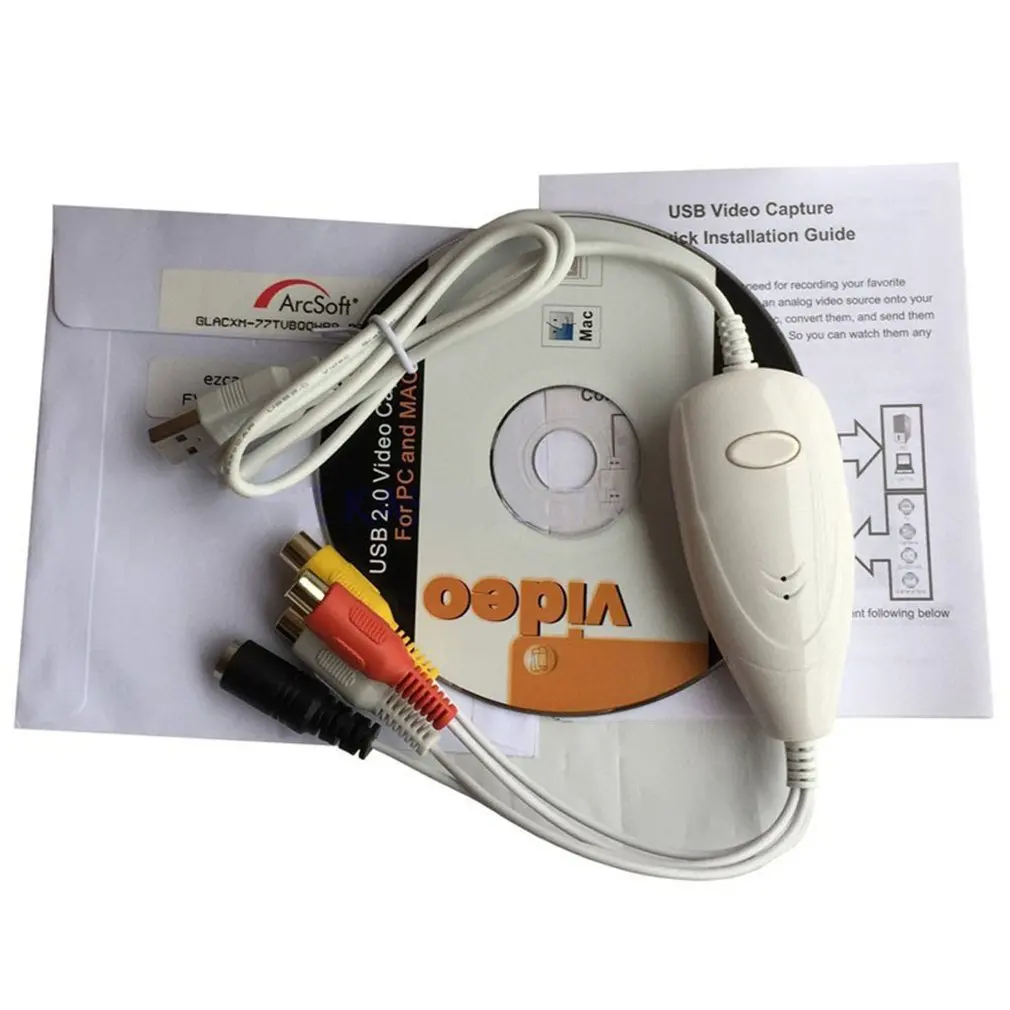 Портативный Легкий колпачок USB 2,0 Видео Аудио конвертер крышка туры карты DVD DVR VHS Поддержка NTSC PAL видео - Цвет: Белый