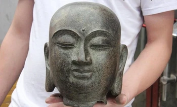 

9" Chinese Copper bronze Jizo Ksitigarbha Tang monk head Buddhist Buddha statue
