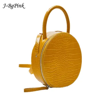 

Brand Designer Women Round Mini Crocodile Pattern Bags Women Messenger Bag Circle Lady Top Handle Bag Girls Wallets Clutches