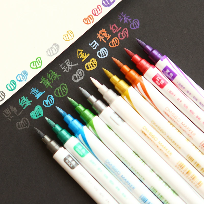 Touchfive 10 pcs/lot Dual Brush Pen Alcohol Based Markers Fine Liner Pens Fineliner Set Drawing Painting Soft Marker | Канцтовары для