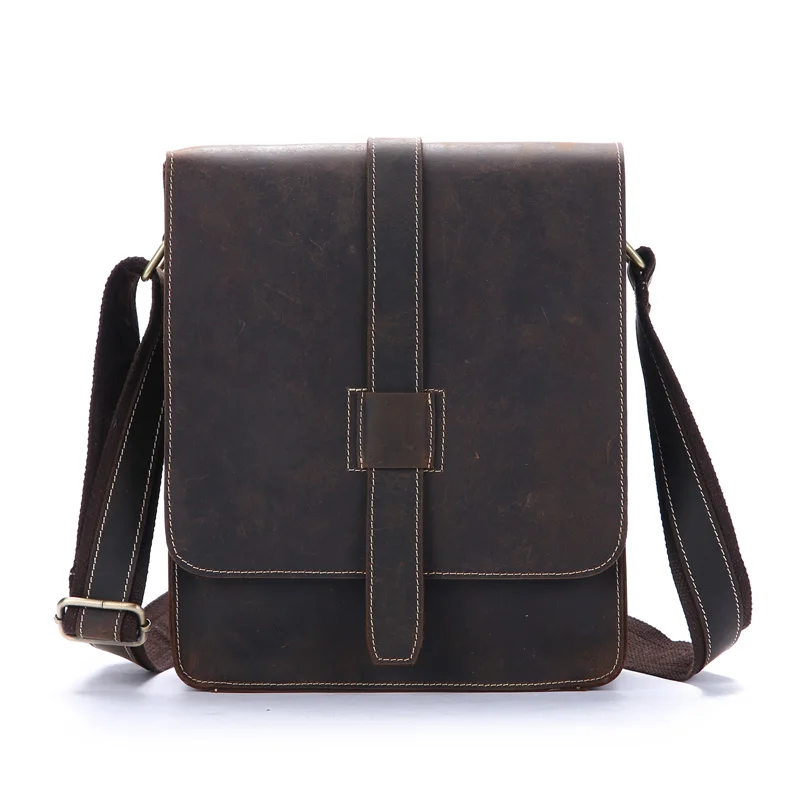 

NEWEEKEND Retro Casual Genuine Leather Crazy Horse Cowhide Handbag Crossbody Messenger Bag iPad Bag Briefcase for Man 1068