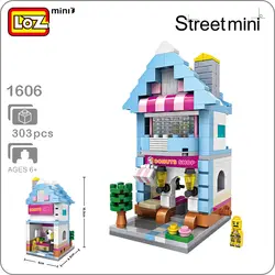 LOZ City Street 1606 сладкий еда Кондитерская магазине 3D модель 303 шт. DIY Мини Конструкторы кирпичи сборки Nano здание игрушка в подарок