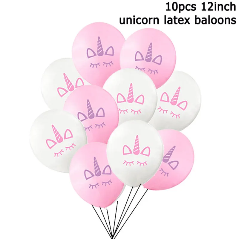 Вечерние одноразовые столовые приборы с единорогом для украшения вечеринки на день рождения Детские вечерние принадлежности с единорогом - Цвет: 10pcs balloons