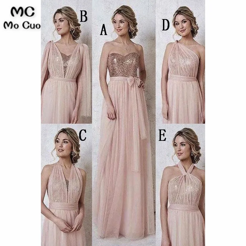 

2019 More Color Ready Ship Bridesmaid Dresses Long with Sequined Wedding Party Dresses Chiffon Bridesmaid Dress Long for women