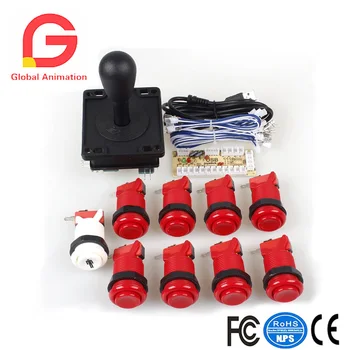 

Arcade Joystick DIY Parts Happ Style 2Pin Sticker+1 Player Start Button+8x Happ Type Standard Push Buttoutton With Micro Switch