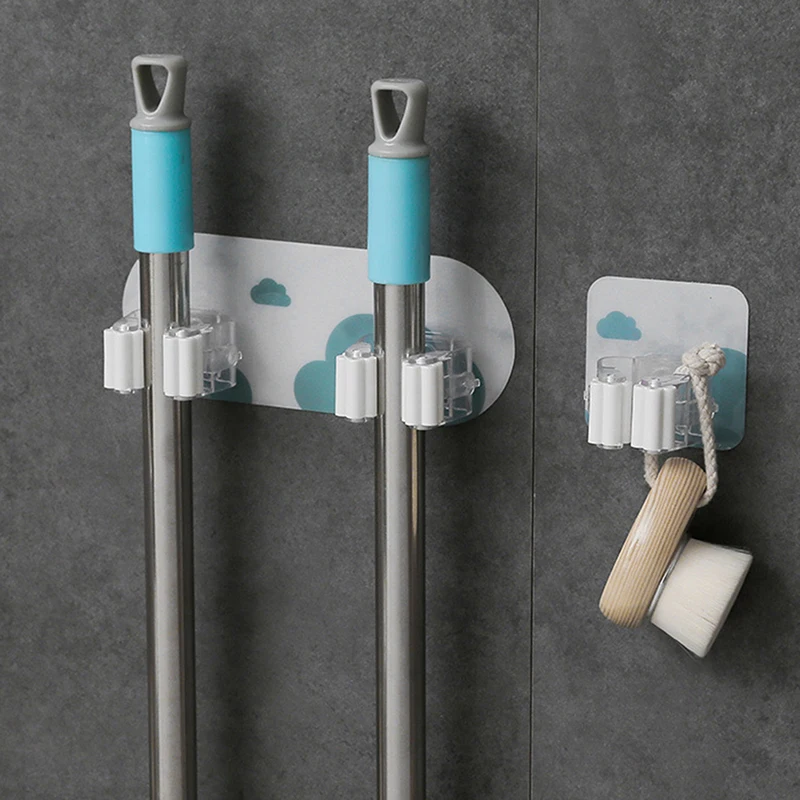 

one/two hanging hole Wall Mounted Mop Organizer Holder Hang Brush Broom Hanger Storage Rack Kitchen Tool