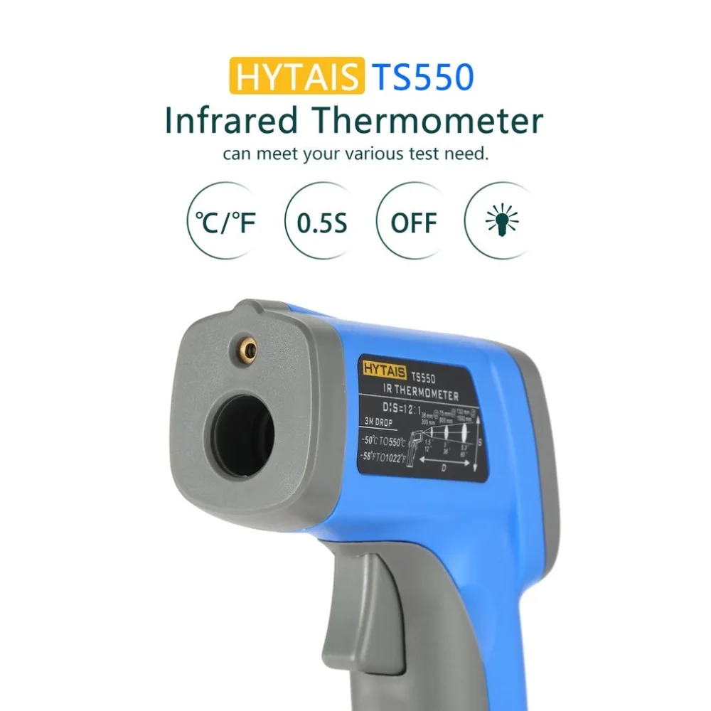 HYTAIS TS550 Цифровой Инфракрасный Ручной температурный пистолет термометр промышленный с бесконтактной ИК-лазерной точечной ЖК-подсветкой