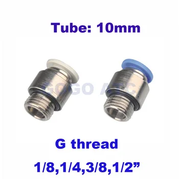 

Brass Pneumatic air straight fitting hose O.D 10mm G thread POC10-G01/02/03/04 1/8 1/4 3/8 1/2 round one touch connector